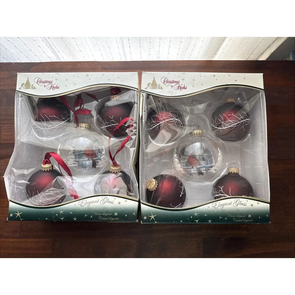 Christmas By Krebs Blown Glass Christmas Ornaments Red Cardinal Bird New In Box